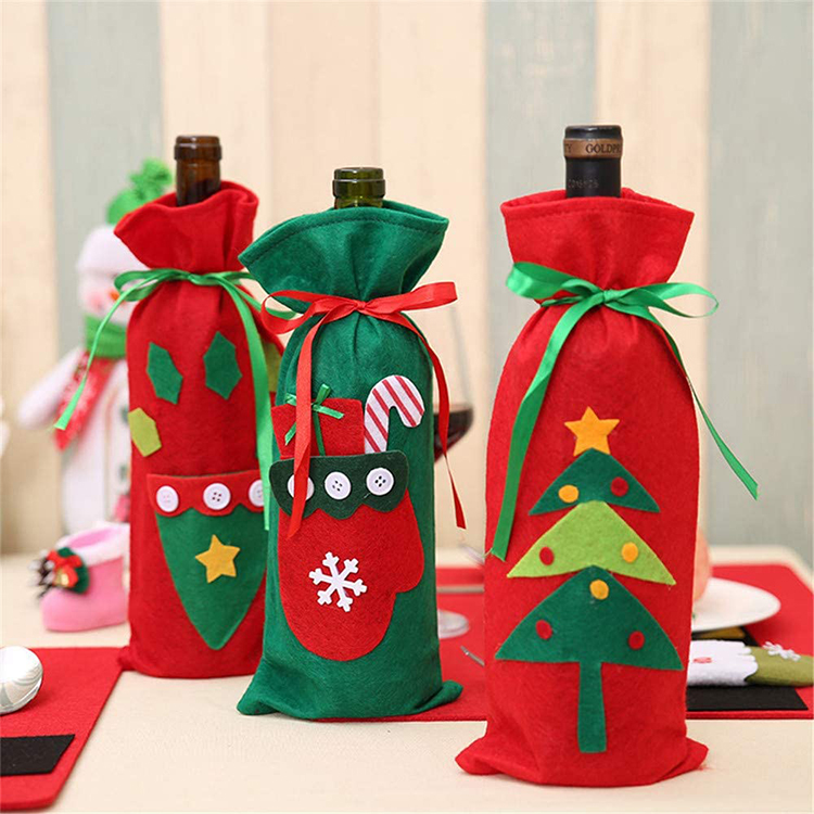 Popular Felt Christmas Single Bottle Carrier Bag Wine Cover Decoration