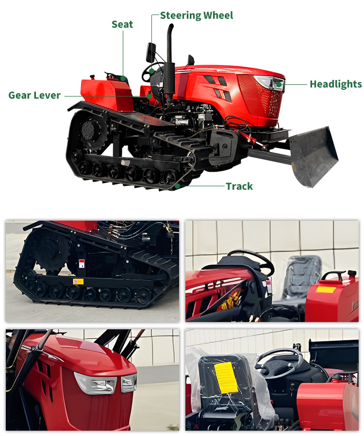Multifunctional 50 Hp Mini Tractor , Small Tracked Tractor With Front End Loader
