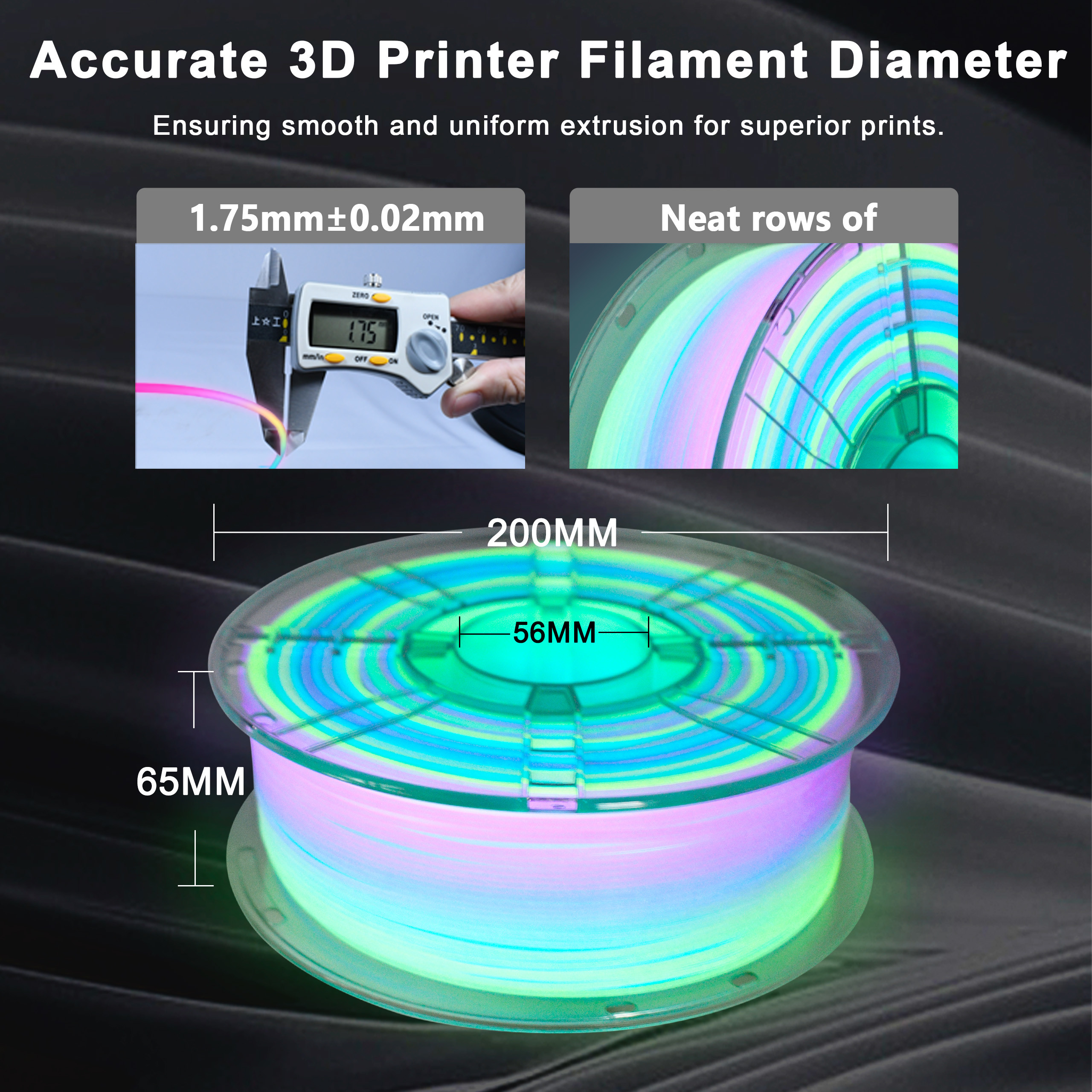 1KG Glow Rainbow PLA+3D printer consumables, Rainbow multi-color durable PLA Plus consumables