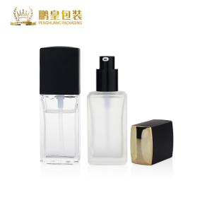 Quality Frosted Glass Liquid Foundation Bottles Empty For Cosmetic With Pump wholesale