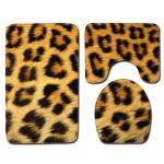 Animal Leopard Patterned Three Piece Bathroom Mats Rugs OEM ODM