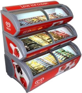 Quality 348L 3layers upright ice cream display showcase freezer Walls ice cream freezer wholesale