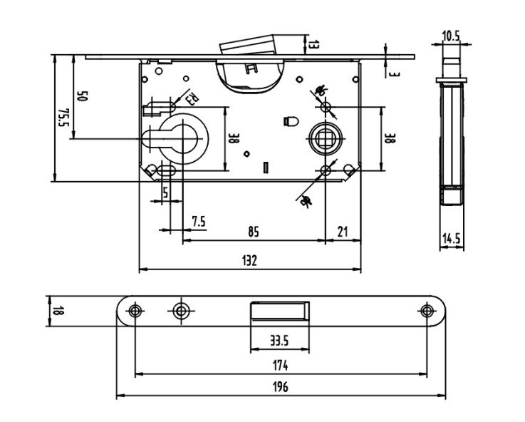 Key Open Commercial Mortise Lock Cylinder For Interior Wooden Door Swing Door