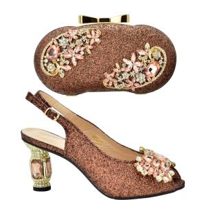 Quality Supoo wedding shoes Italian ladies shoes matching bags high heel shoes Ghana/Senegal purse for party wholesale