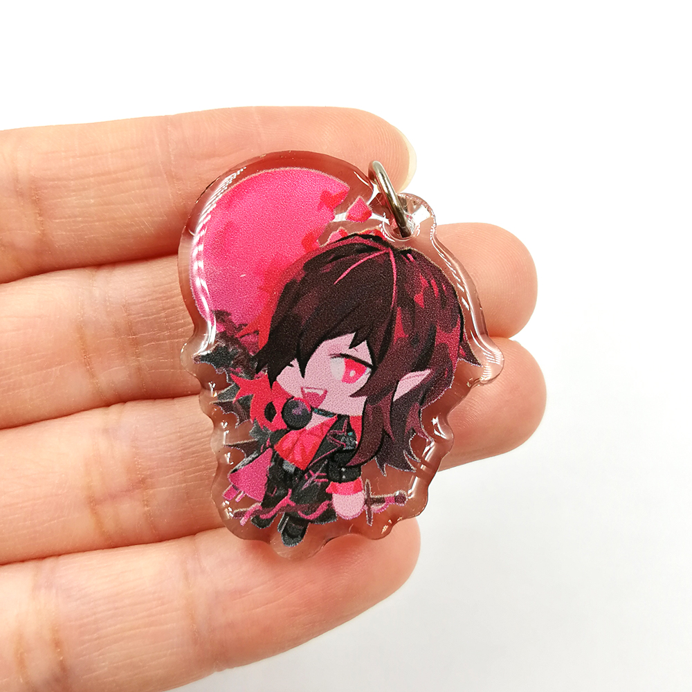 Cheap High Quality Custom Clear Epoxy Resin Printed Acrylic Charm Keychain Ring with glitter