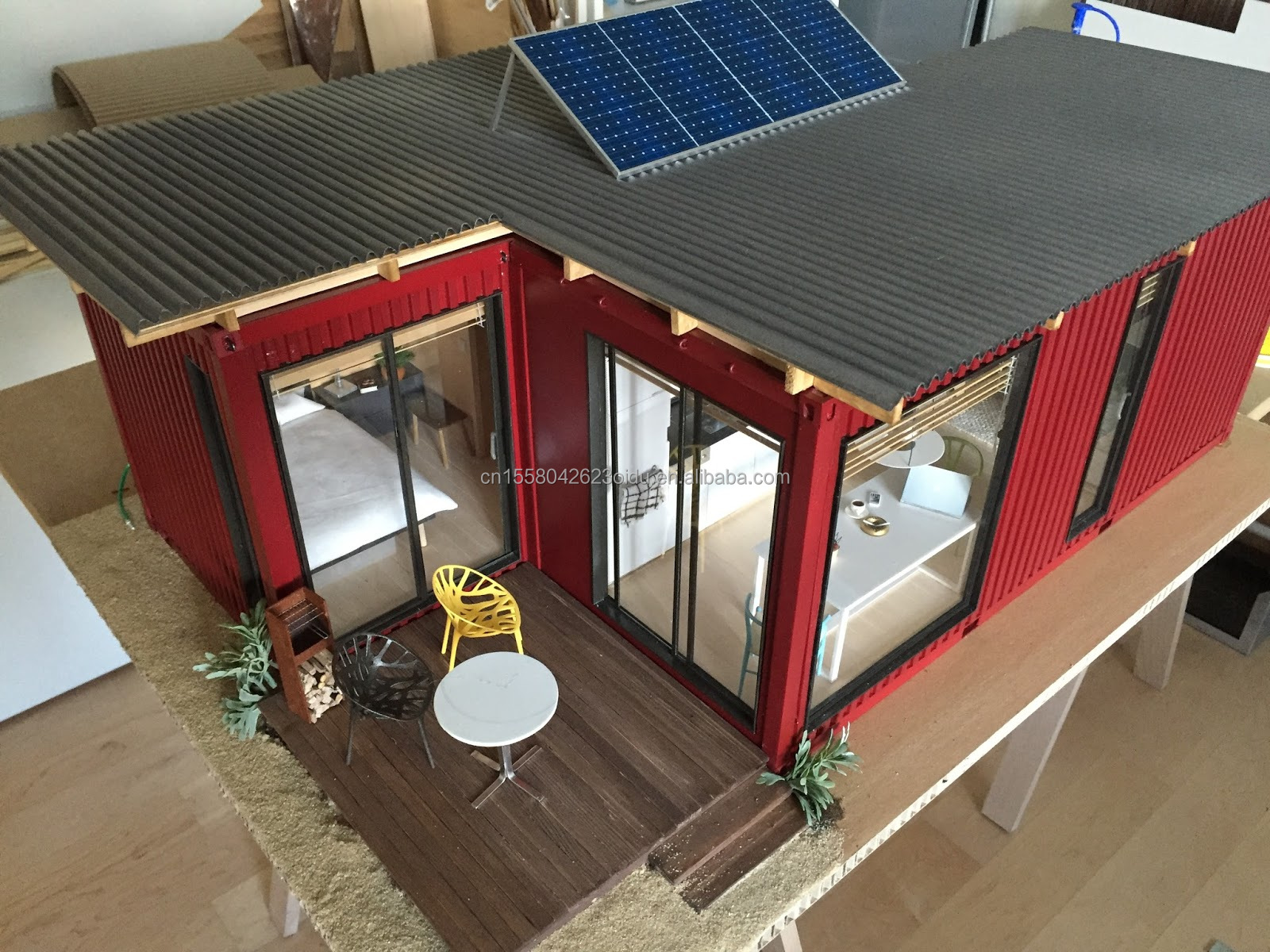 Two/Three Bedrooms One Bathroom Galvanized Steel Square Tubes Luxury Prefab Folding Container Homes for Garden Family