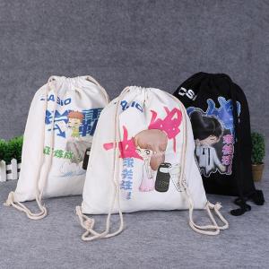 Quality Drawstring Shoe Pouch Reusable Cotton Shopping Bags Offset Printing wholesale
