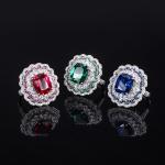 925 Sterling Silver Simulated Gemstone Jewelry Created Emerald Ruby Sapphire