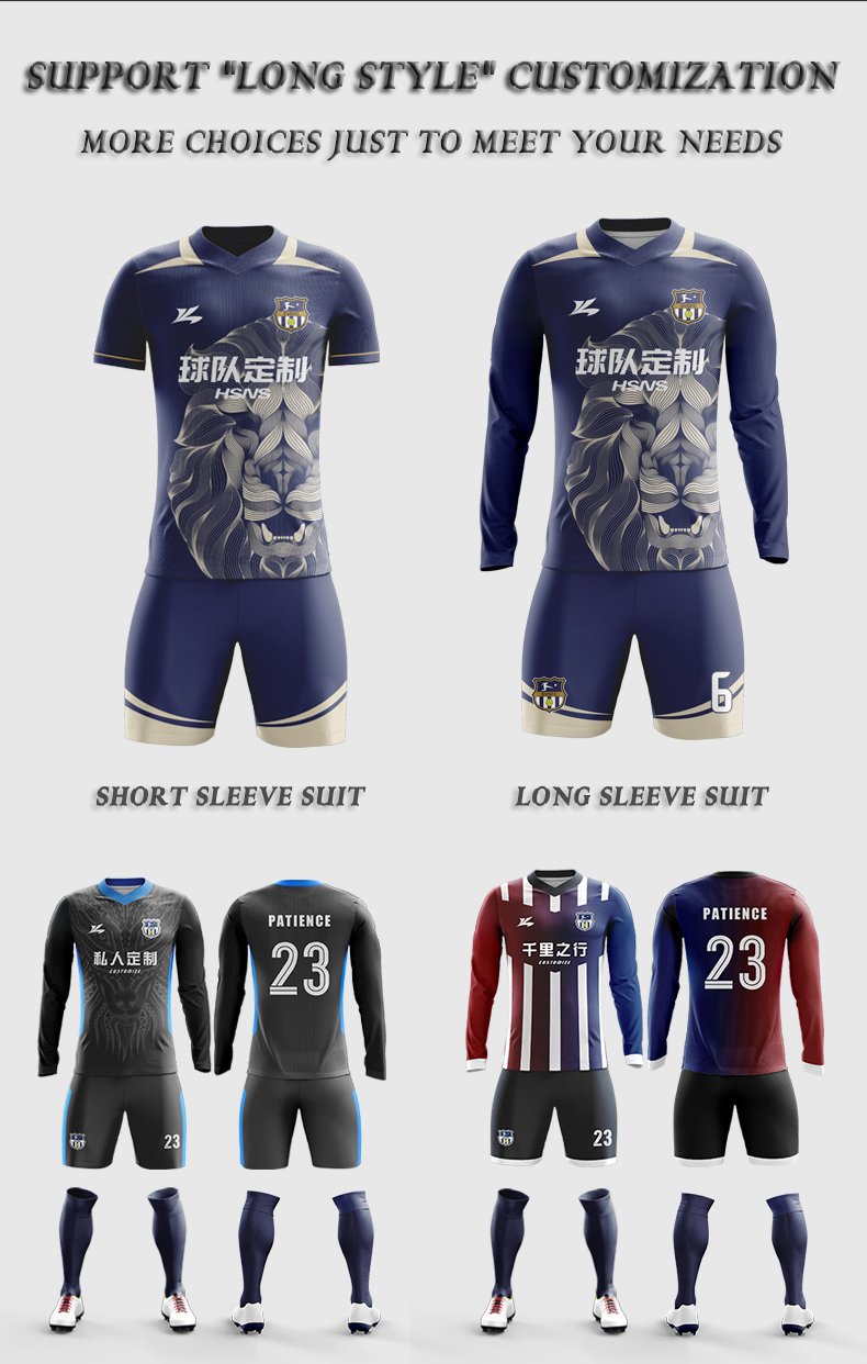 Quantity customized OEM ODM soccer set Boys and girls kids men long and short sleeve jersey football games training team uniform