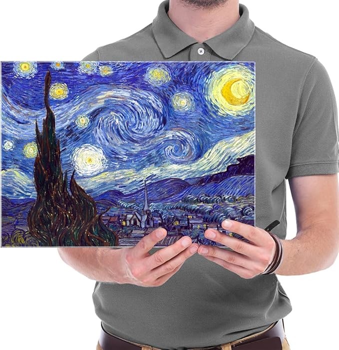 Print Of Van Gogh Oil Paintings Framed Canvas Wall Art Starry Night Style