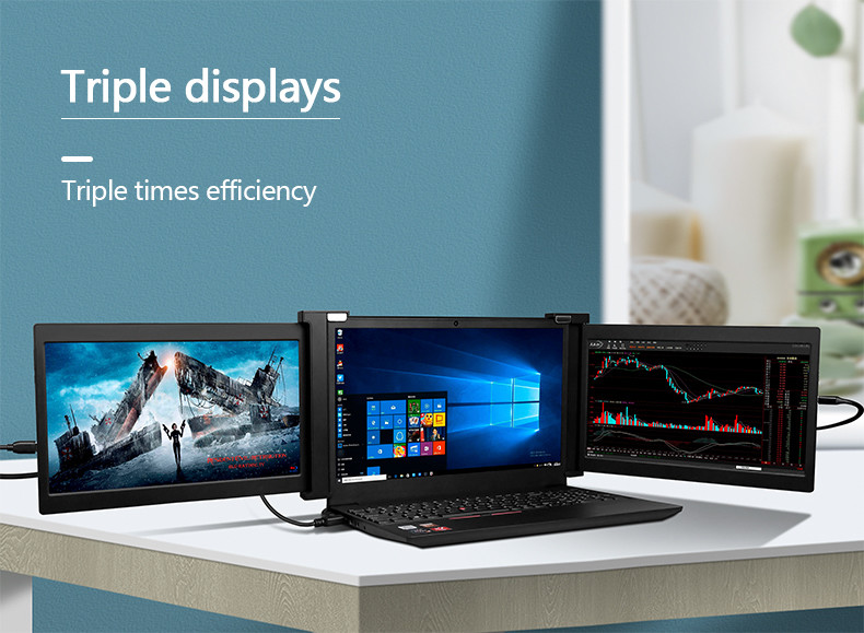 Workstation 10.1inch Laptop Extension Monitor Portable Triple Screen