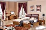 modern Zingana wood bed with sliding door furniture