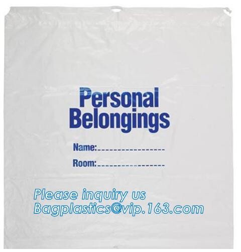 Biodegradable LDPE material hotel laundry garment poly bag on roll,Packaging poly laundry bag with cotton string rope ha