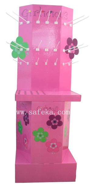 Cheap Free Standing Rotatable Cardboard Display,Hook Display for accessories for sale