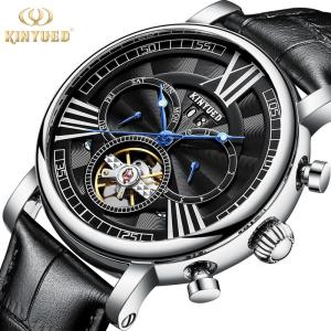 Quality Luxury Brand KINYUED Winner Automatic Mechanical Movement Genuine Leather Waterproof Automatic Mechanical Mens Watch wholesale