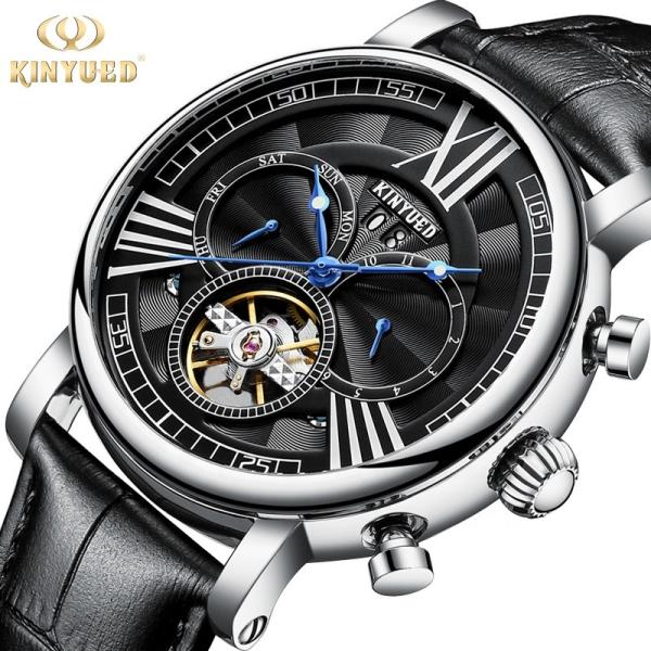 Luxury Brand KINYUED Winner Automatic Mechanical Movement Genuine Leather
