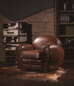 Quality antique style leather single sofa,#K603 wholesale