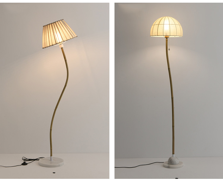 marble bamboo floor lamps living room sofa bedroom standing lamp bedside reading light Nordic fishing lamp