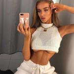 Round Neck Hollow Halter Sleeveless Knit Crop Top