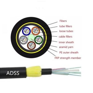 Quality Outdoor Overhead Stranded Loose Tube Span 100m 24 Core Single Mode ADSS Aerial Fiber Optic Cable wholesale