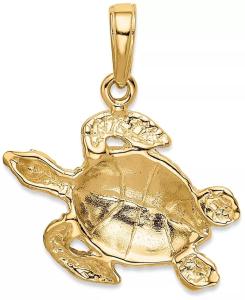 Quality Sea Turtle Bead Charm Pendant Fit Euro Style In 14k Yellow Gold wholesale