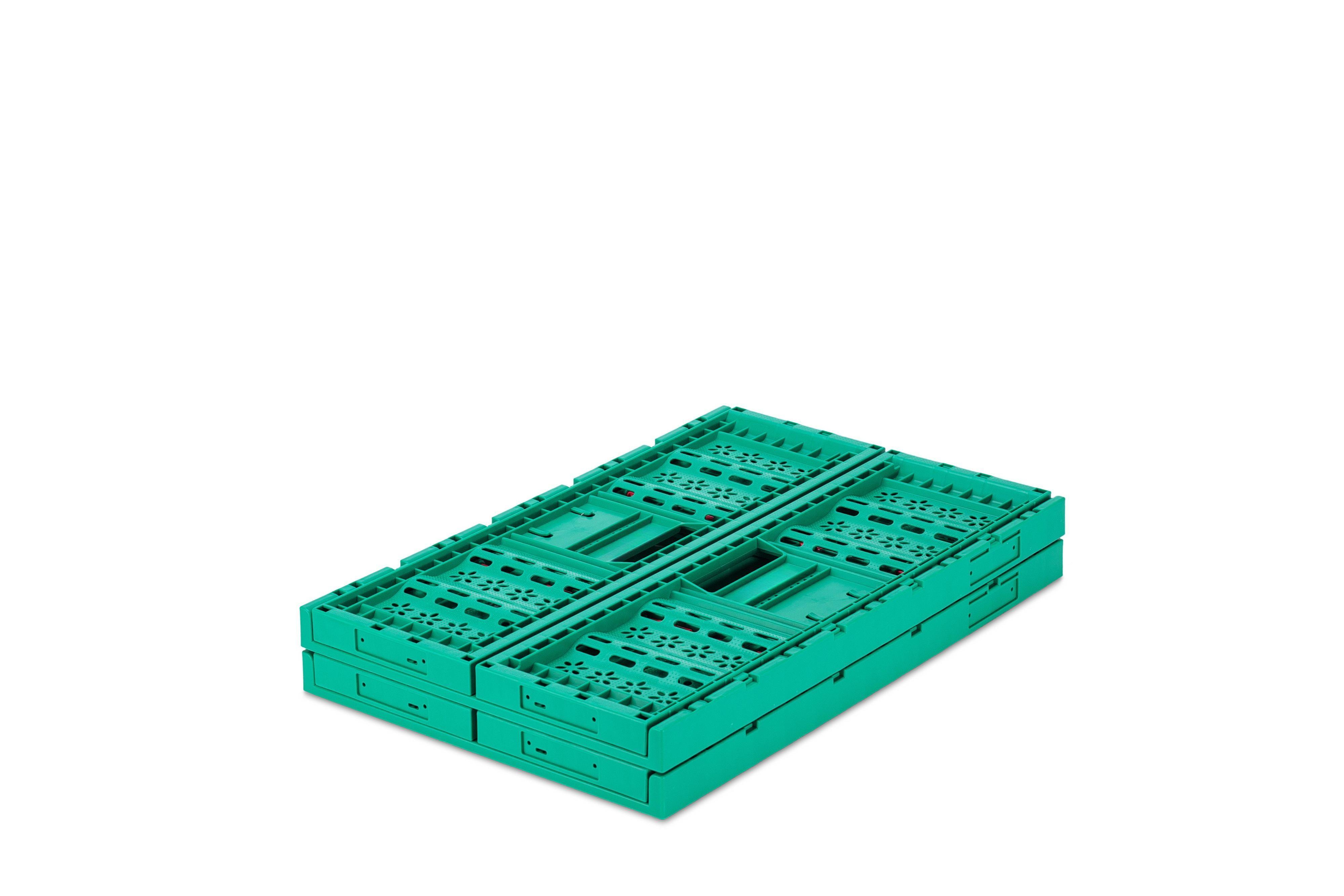 PP Stackable Foldable Box Vegetable Plastic Crate in Durable Green for Food Industry