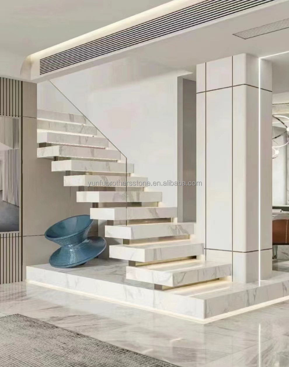 Artificial Stone Stair Material Modern Design Luxury Indoor Non Slip Floor Tiles