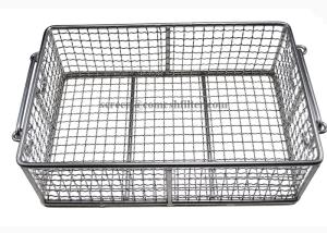 Quality Healthy Rectangle Polished Metal Wire Basket With Movable Handles wholesale