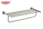 Polished Chrome Double Round Towel Bar Shelf Sus304 Project Hotel Home