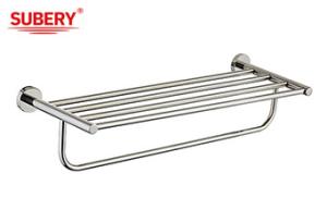 Quality Polished Chrome Double Round Towel Bar Shelf Sus304 Project Hotel Home wholesale