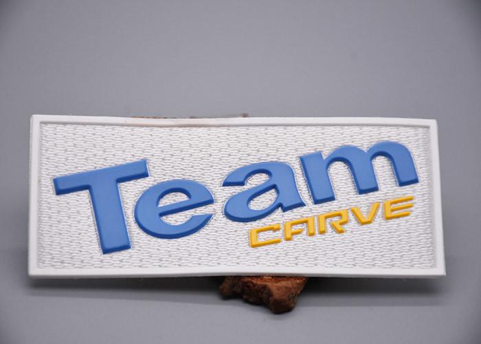 Woven Fabric Printed Matte Silicone Logo Patch White For Garments