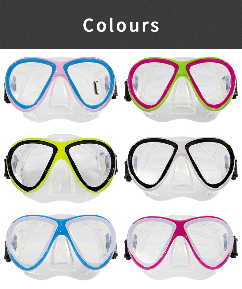 Kids Freediving Pink Dive Mask Low Volume Tempered Glass Lens