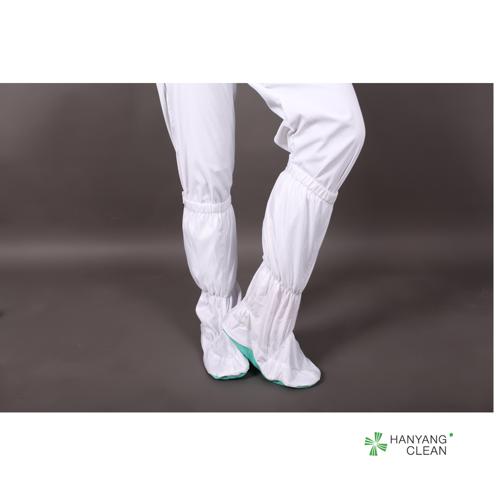 Blue stripe antistatic ESD cleanroom booties anti slip PVC safety soft sole long boots