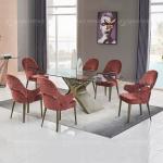 78inch Tempered Glass Dining Room Table Carbon Steel 8 Seater Dining Table