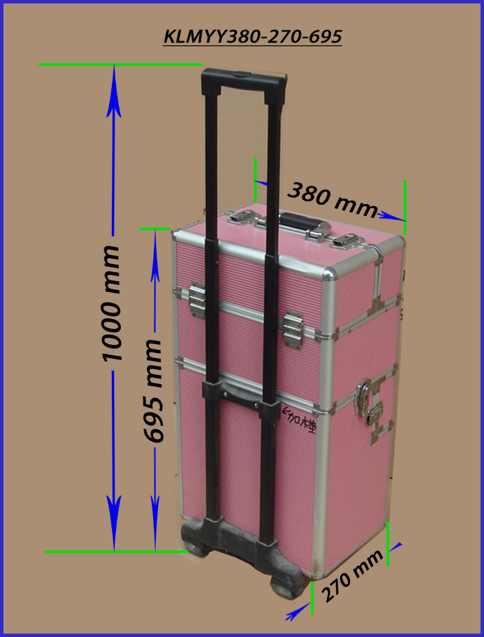 Rolling aluminum barber tool case with drawers/barber tool case KLMYY380-270-695