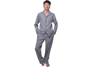 Quality Yarn Dye Stripe 100% Cotton Flannel Checked Pyjamas Long Sleeve Long Pant wholesale