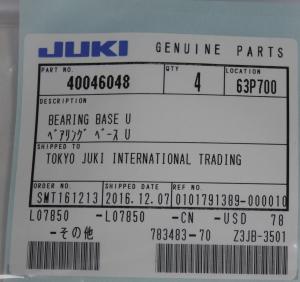 Quality Flexible SMT Chip Mounter JUKI KE-2080 KE-2080R 40046048 Bearing Base Original New Parts wholesale
