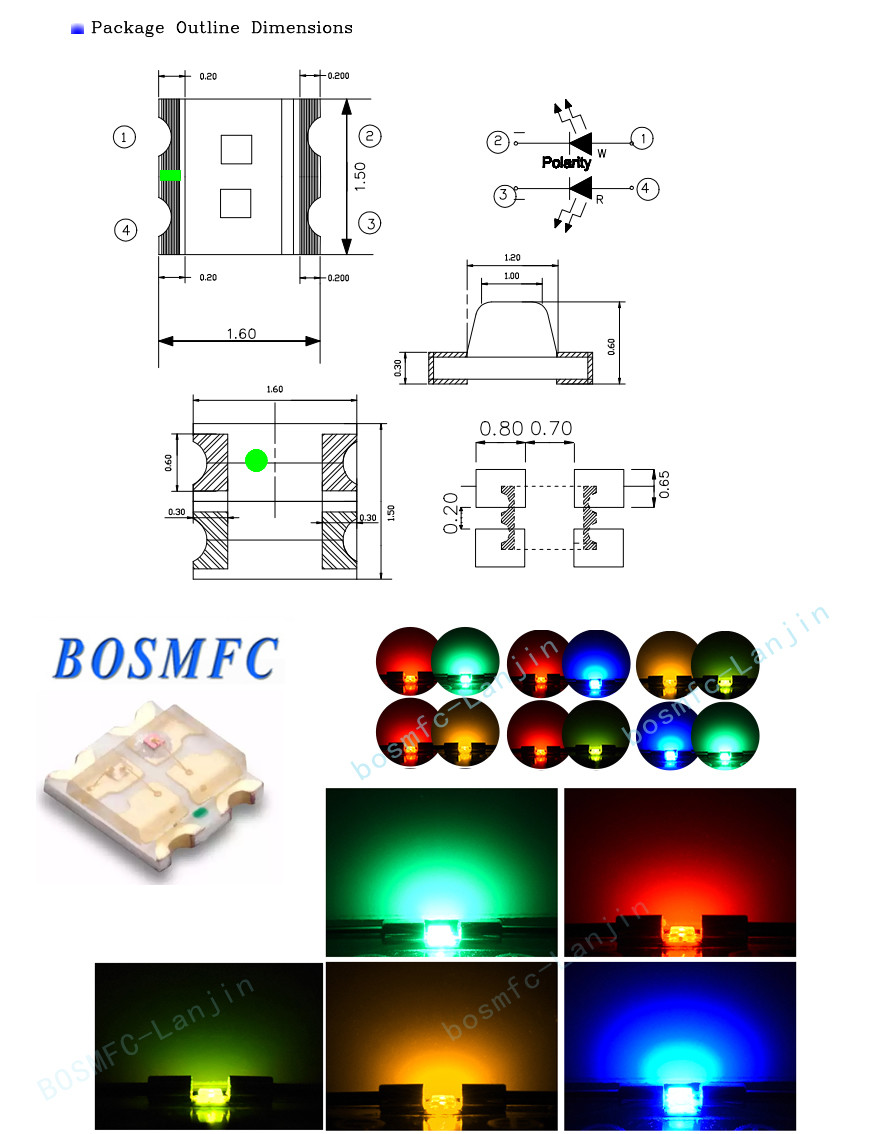 Practical Bi Color SMD LED 0603 Red & Green Light For Indicator Lights