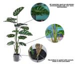 Plastic Artificial Potted Floor Plants Golden Monstera Tree Table Centerpiece