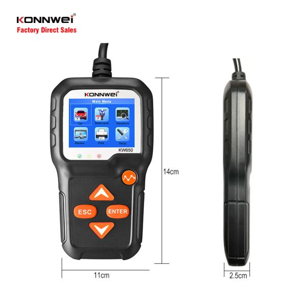 KW650 Battery diagnostic tool for all 6-16V vehicle motorcycle multi languages