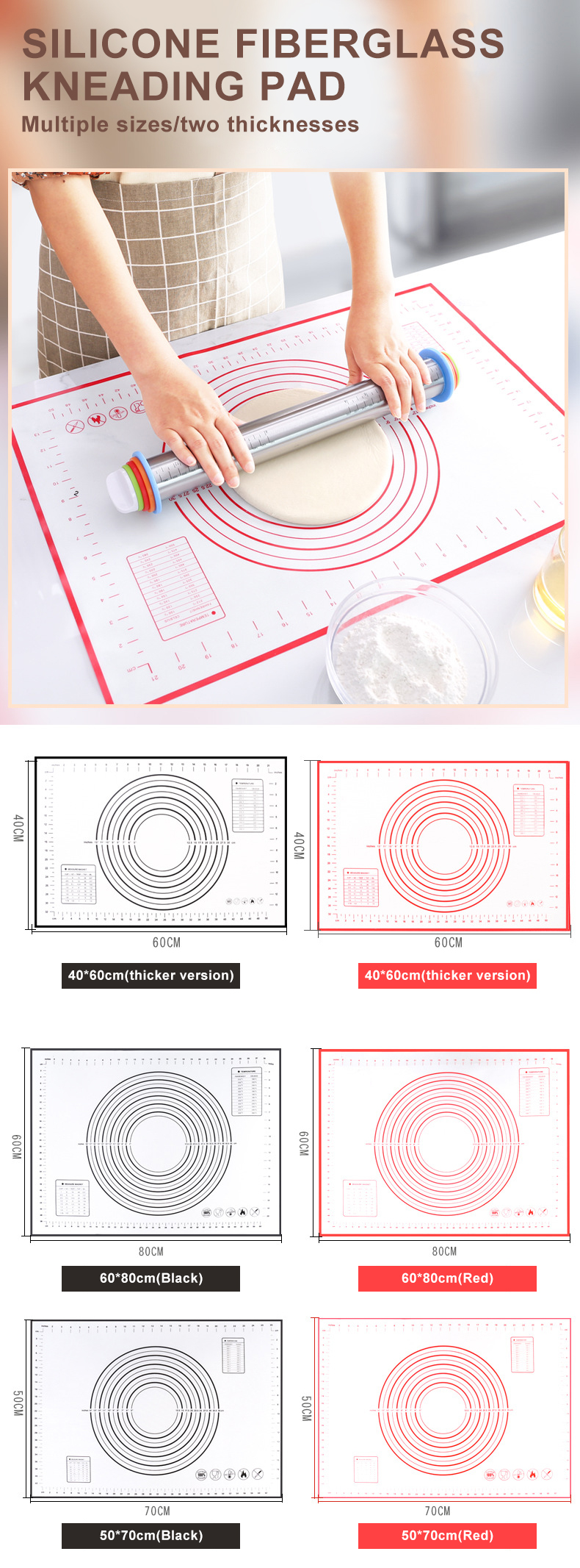 Thickness 0.7mm Non Stick Silicone Pastry Baking Mat