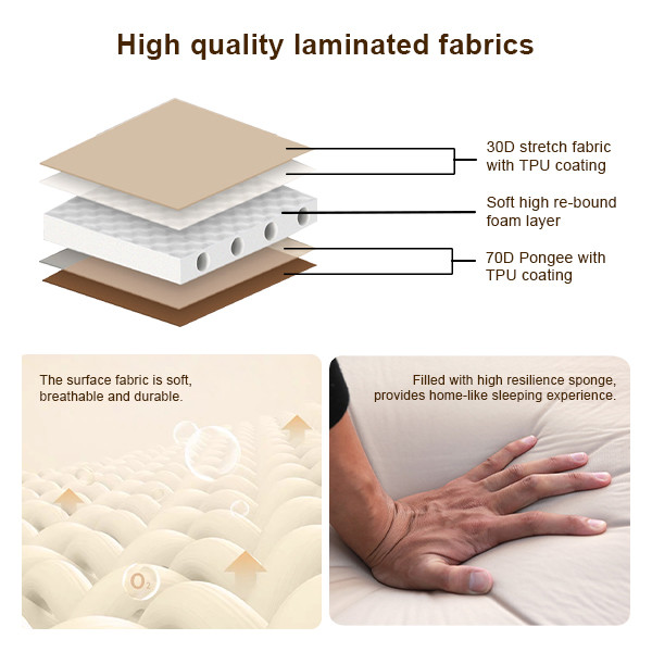 Elastic Self Inflating Sleeping Pad Self Inflating Camping Bed Single 3d