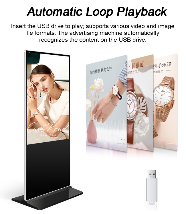75" 43" 55 Inch Indoor Totem Kiosk Display Digital Signage and Displays Writing Method Pen/Finger Touch 4K Ultra HD Resolution