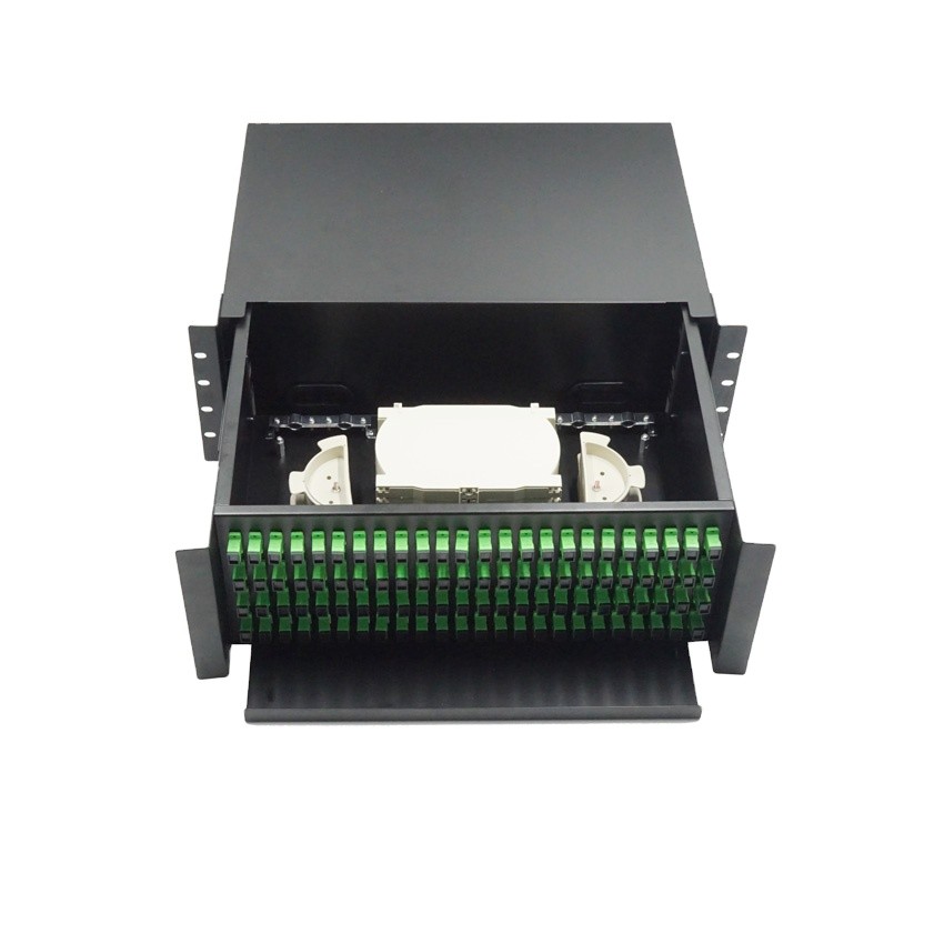 ROHS Rack Double Sliding Drawer 96 Port Fiber Patch Panel SC UPC 4U Patch Panel
