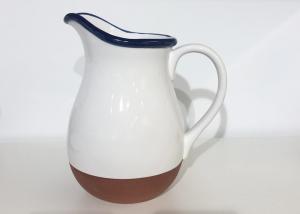 Quality White Solid Glazed Coated Ceramic Stoneware Terracotta Water Jug Pitcher wholesale