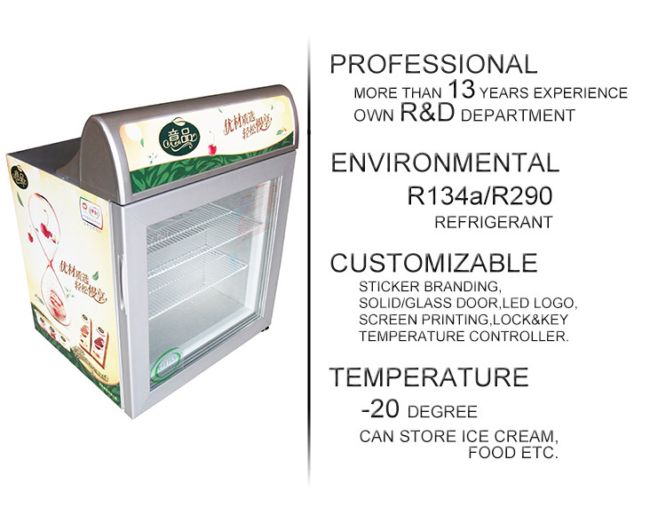 55L digital thermostat auto commercial display cooler ice cream freezer fridge SD55 with lightbox