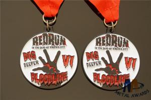 Quality Black Nickle Custom Award Medals With Woven Ribbon Medaille For Club wholesale