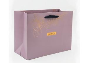 Quality Personalised gold hot stamping boutique paper bags with black ribbon handles wholesale