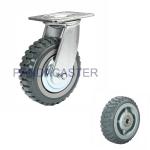 Anti Skid Polyurethane Heavy Duty Swivel Caster Wheels Bright Zinc Plated Finish