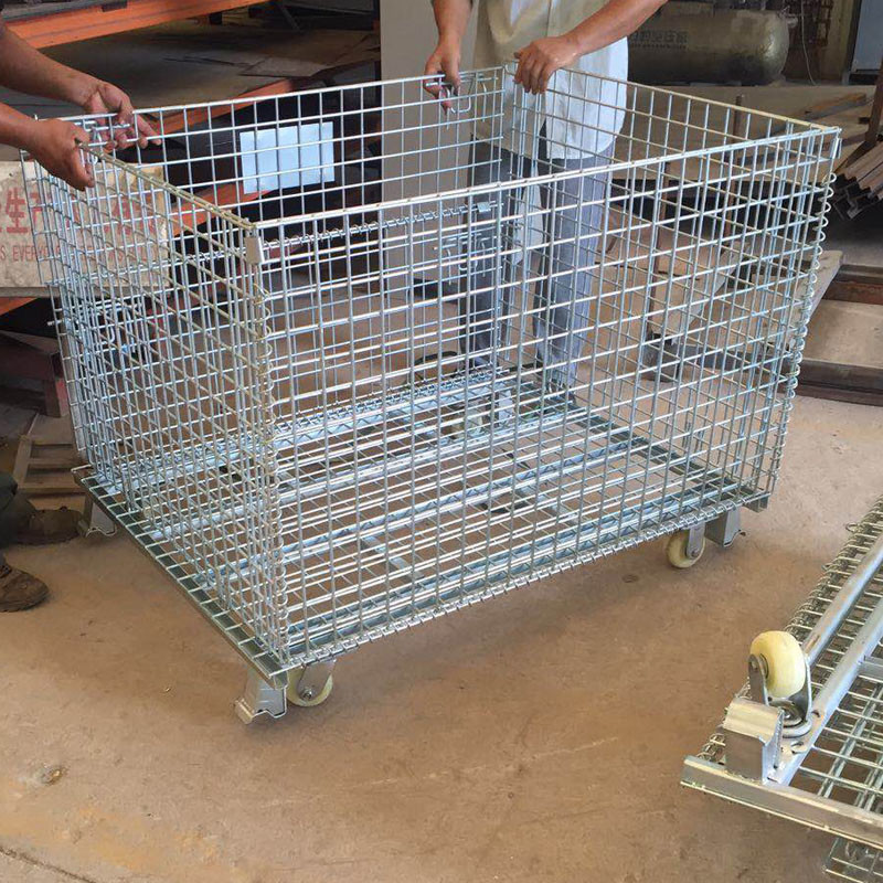 Medium Duty Foldable Stackable Large Wire Mesh Container Rust Resistant 500-1000KG Capacity